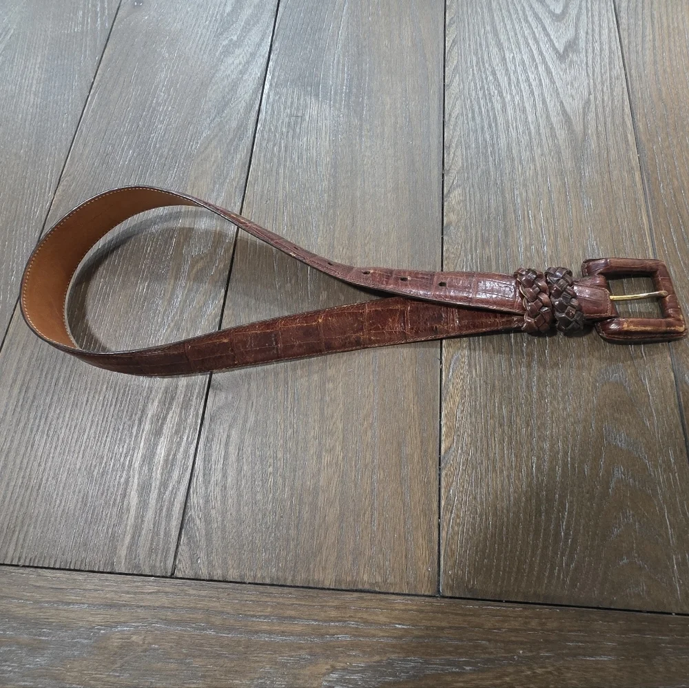 Brighton Brown Croc Embossed Leather Belt